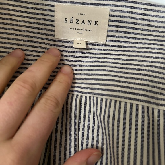 Sezane Tomboy shirt in striped ecru/blue 42/10 - Picture 2 of 5
